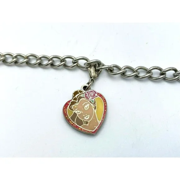 Walt Disney Charm Bracelet Silver Tone Clip Charms 7 3/4" Rhinestone Official - Picture 2 of 11